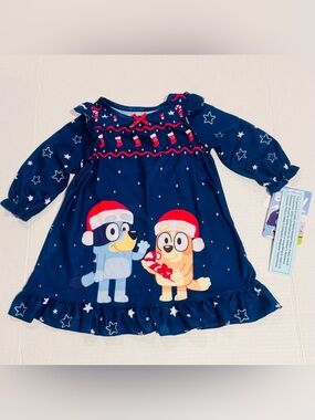 Baby Night Dress Pajamas - Navy Blue with Bluey - 12M